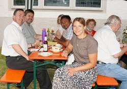 Pfr. Moll mit Diak.Eva Graf, KGR Björn Sieper und Pfr. Tsito mit Familie